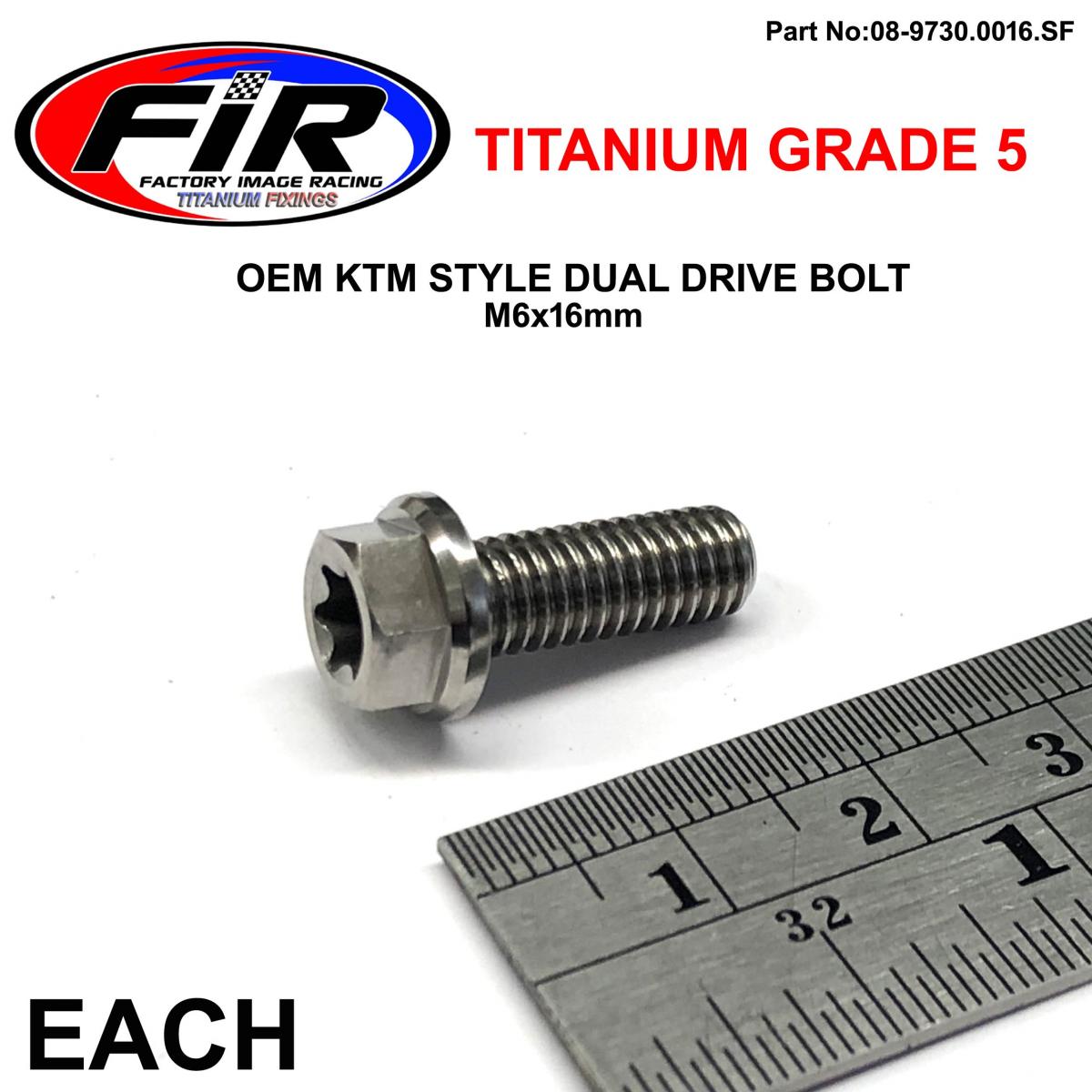FIR Gr5 Dual/d KTM Bolt 6x16mm Ea, Titauium / KTM Oem 0015060163, Factroy Image Racing