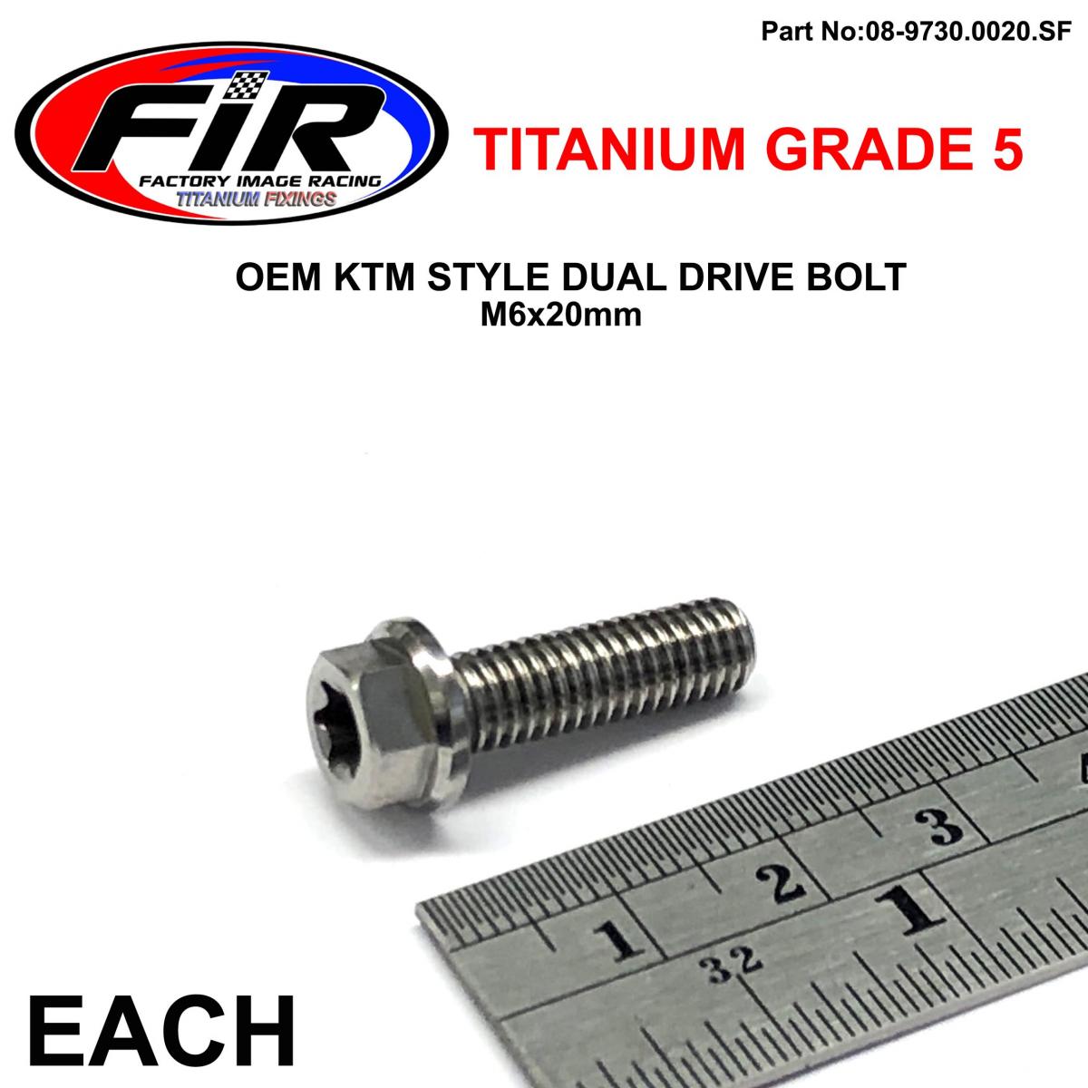 FIR Gr5 Dual/d KTM Bolt 6x20mm Ea, Titanium / KTM Oem 0015060203