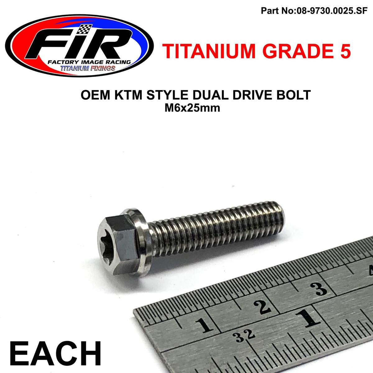 FIR Gr5 Dual/d KTM Bolt 6x25mm Ea, Titauium / KTM Oem 0015060253