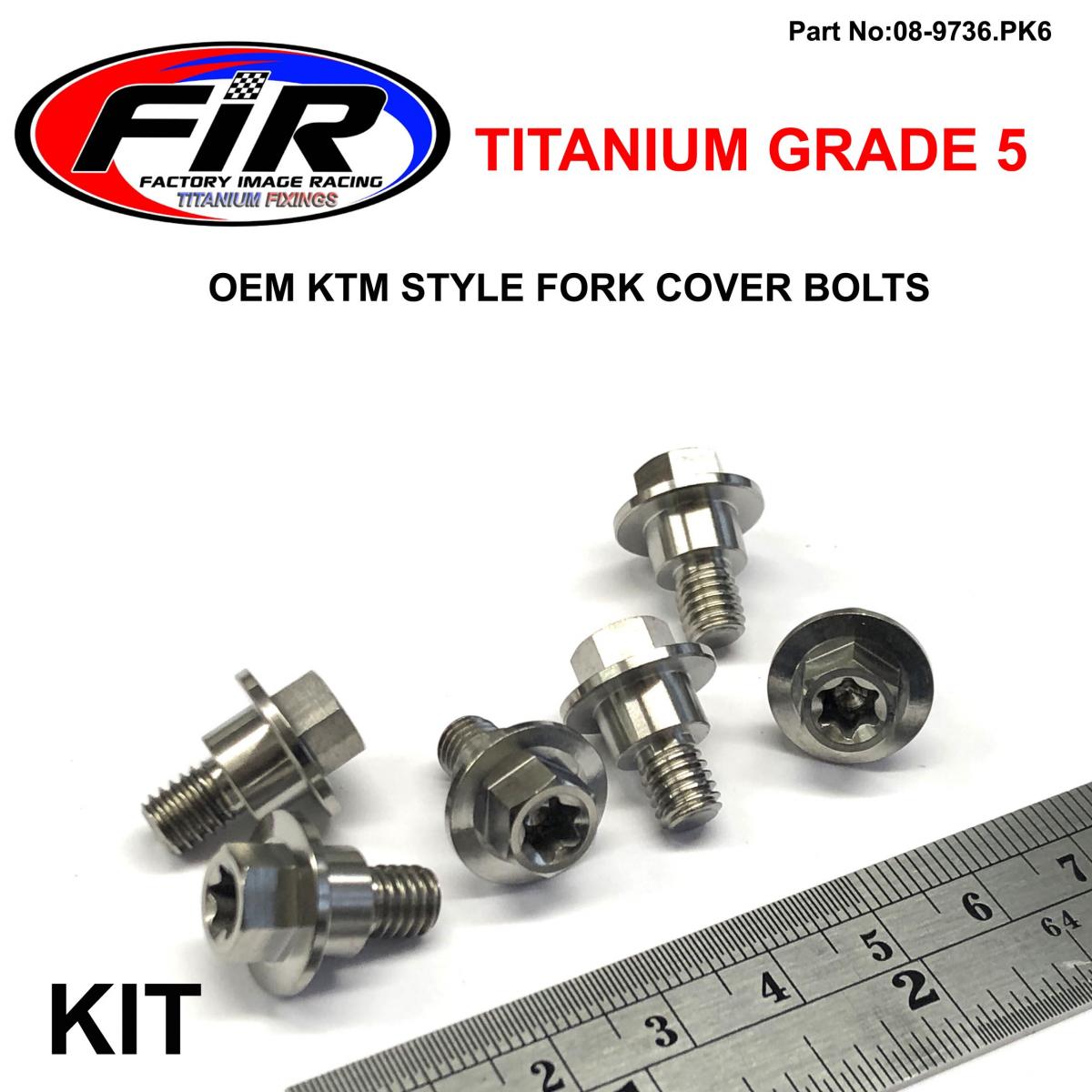 FIR Gr5 Dual/d Fork Cover Bolts Pk6, Titanium / KTM Oem 59001092050