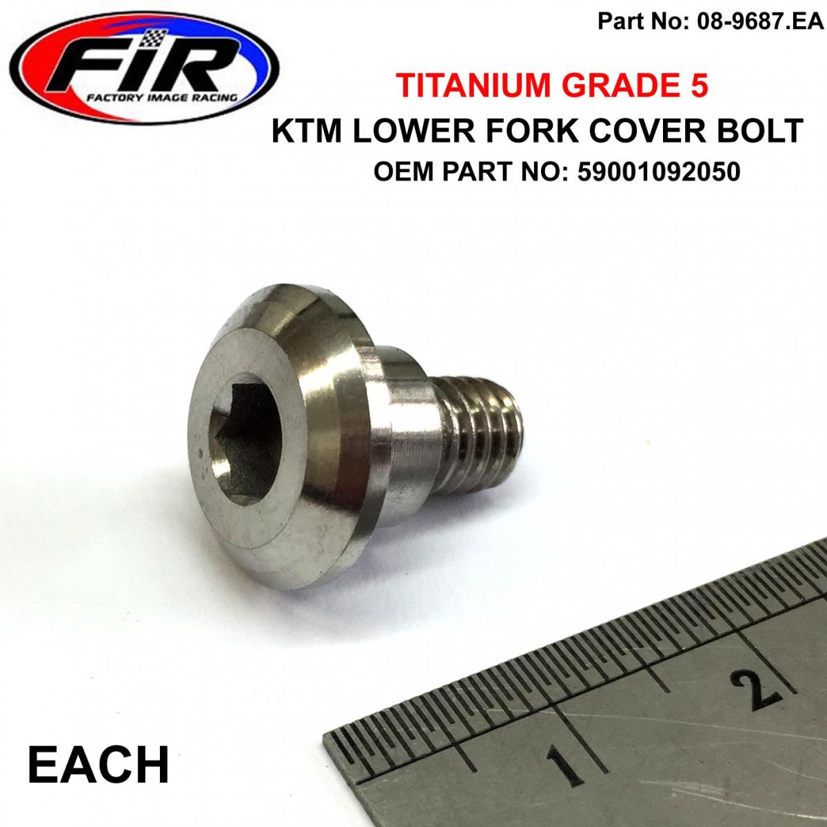 FIR Fork Cover Bolt KTM Each, Titanium Grade 5 / Oem Part No: 59001092050