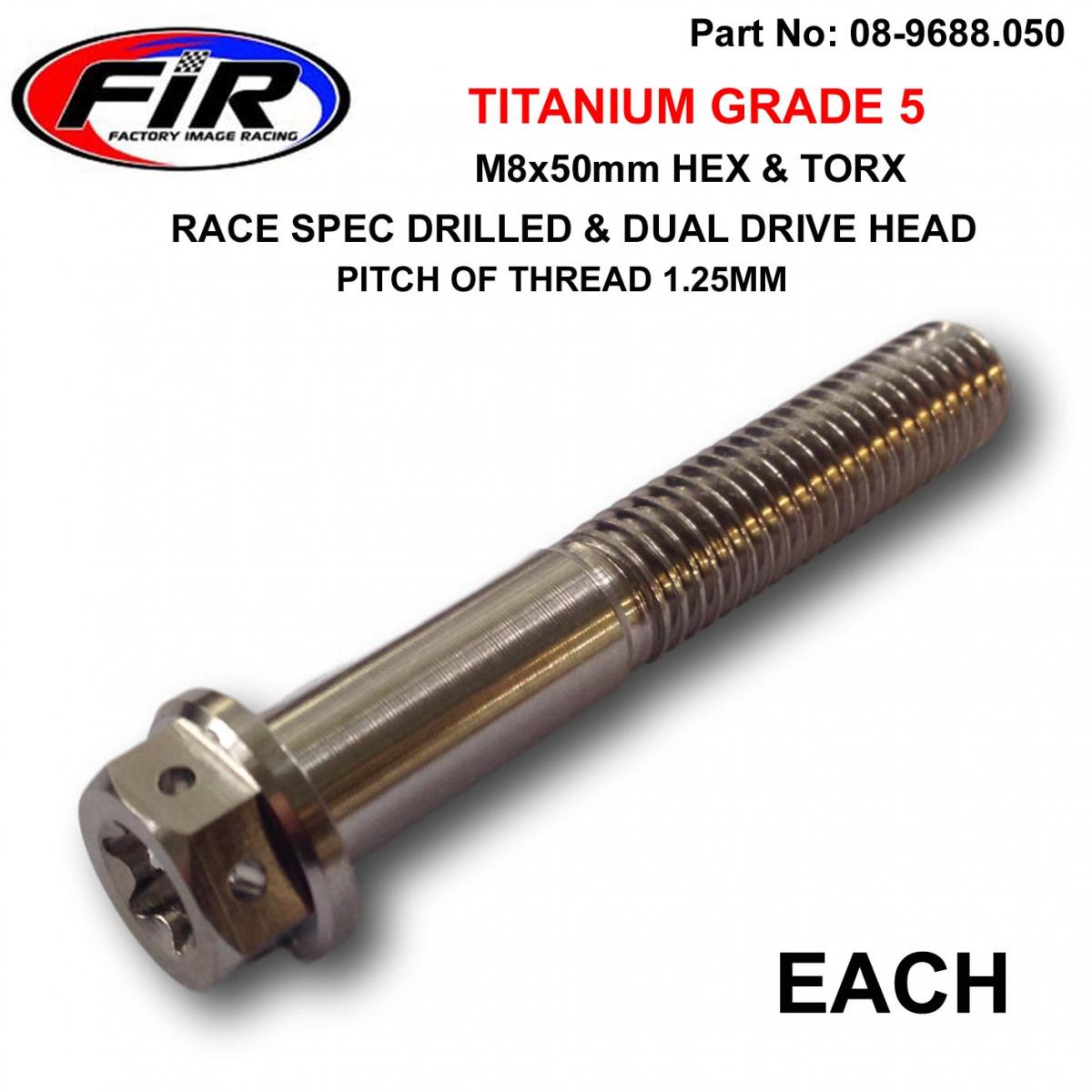 FIR Titanium Bolt M8x50mmeach, Grade 5 / Race Spec Dualdrive, / KTM Re: 25080506