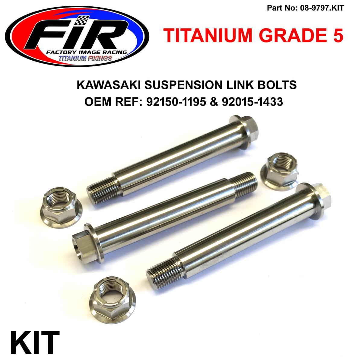 FIR Gr5 Pro Link Bolt Kit KX500, Kdx Set of 3 Bolts & 3 Nuts, 92150-1195 & 92015-1433