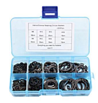 FIR Box External Circlips 200pcs 6-20mm, M6 M8 M10 M12 M14 M16 M18 M20 C-clip