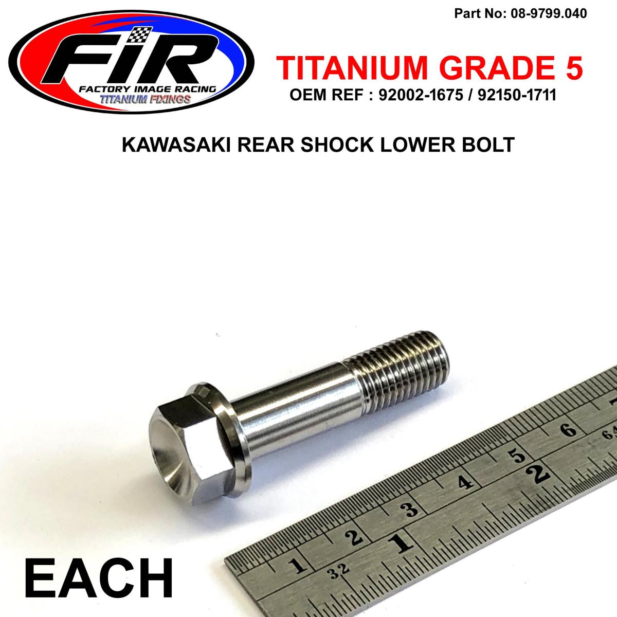 FIR Gr5 KX Lower Shock Bolt M10, 40mm / KX125 250 & 500 92002-1675 / 92150-1711