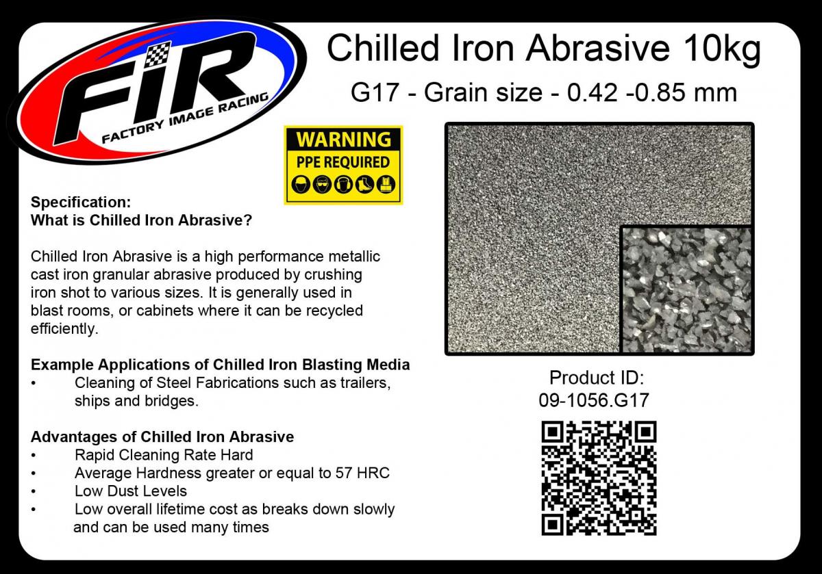 Tag-z Chilled Iron Abrasive 10kg, G17 - Grain Size - 0.42 -0.85