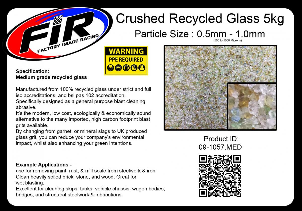 Tag-z Crushed Recycled Glass 5kg, Med - Grit Size - 0.50 -1.0