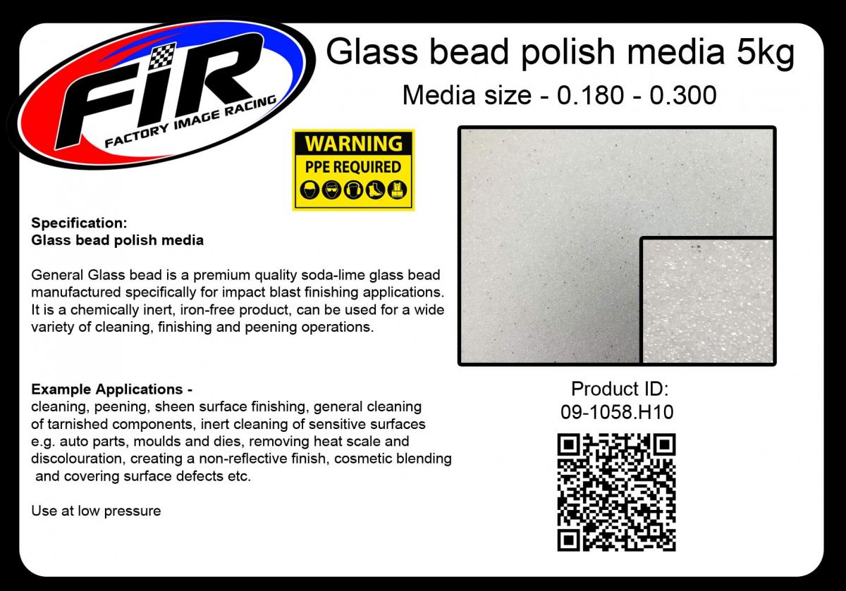 Tag-z Glass Bead Polish Media5kg, H10 - Media Size-0.180 - 0.300