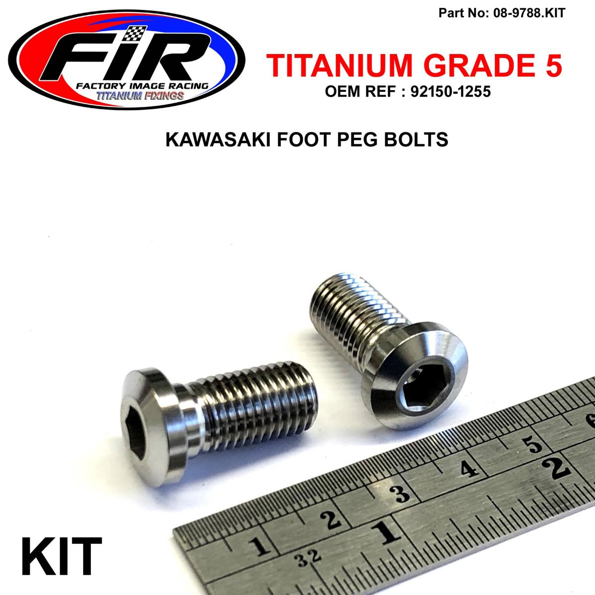 FIR Gr5 Foot Peg Bolts KX500, 92150-1255 Allen M10x20, Factroy Image Racing