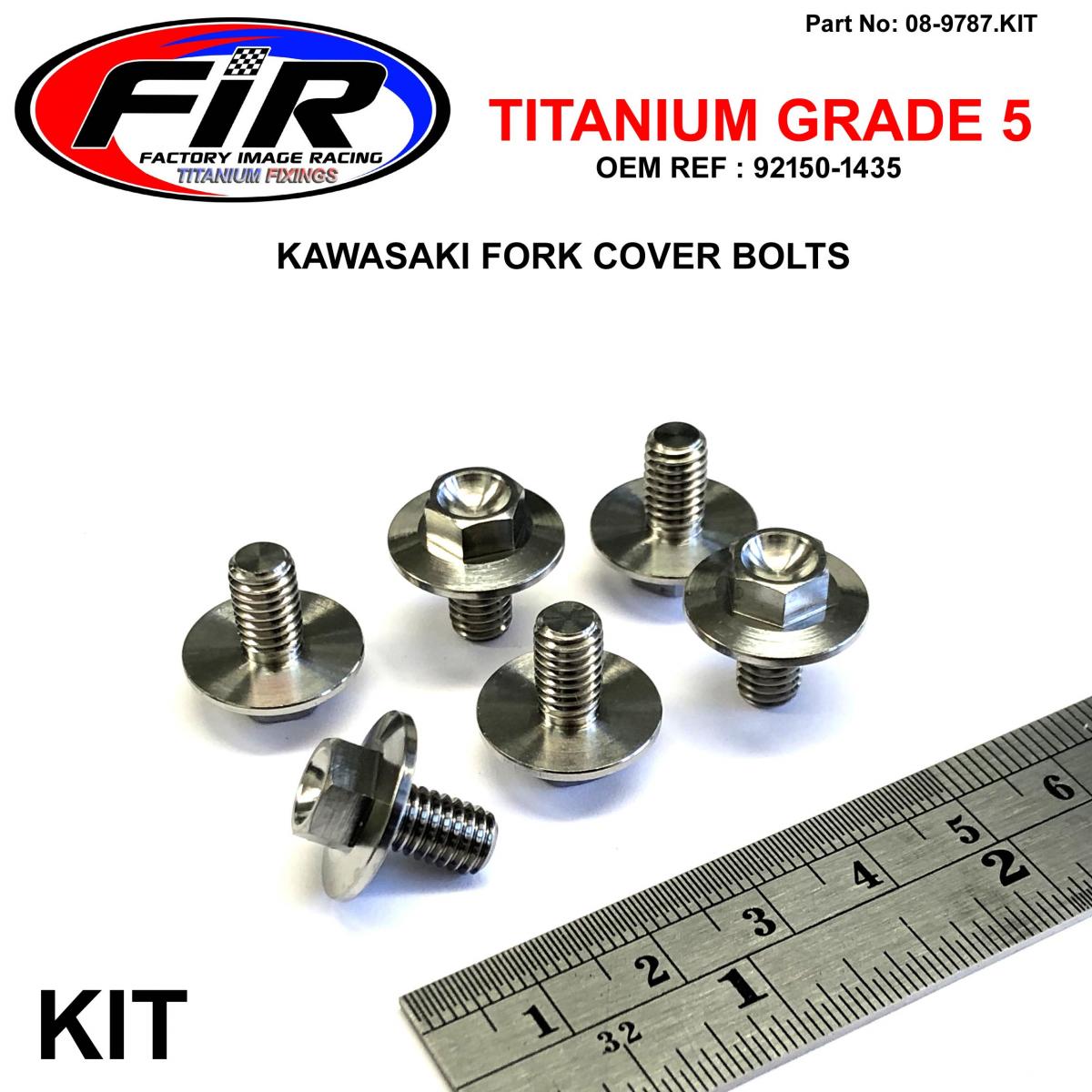 Tag-z Gr5 Fork Cover Bolts K500, 92150-1435 Pack of 6, 92002-1637 / 92002-1662 / 92150-1340