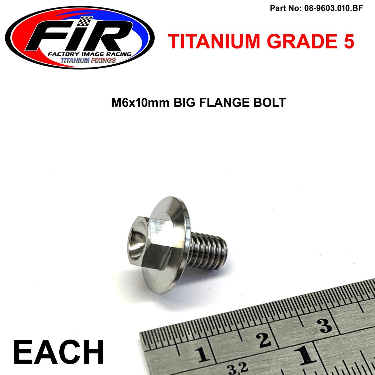 FIR Titanium Gr5 Bolt M6 X 10mm Each, Flange Od: 15.90mm / Hex Size: 8mm, / Panel Bolt Fixing Plastic