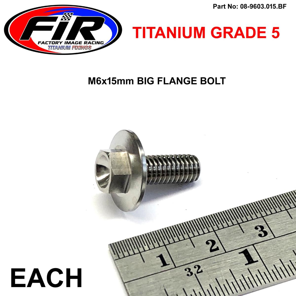 FIR Titanium Gr5 Bolt M6 X 15mm Each, Flange Od: 15.90mm / Hex Size: 8mm, / Panel Bolt Fixing Plastic