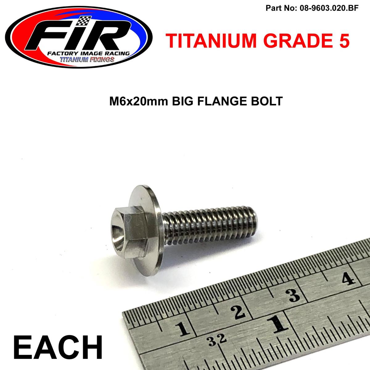 FIR Titanium Gr5 Bolt M6 X 20mm Each, Flange Od: 15.90mm / Hex Size: 8mm, / Panel Bolt Fixing Plastic