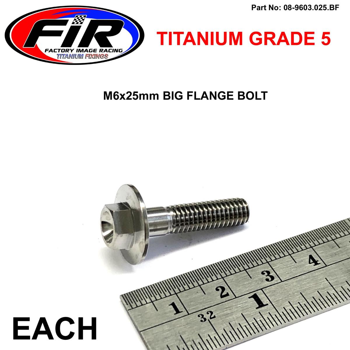 FIR Titanium Gr5 Bolt M6 X 25mm Each, Flange Od: 15.90mm / Hex Size: 8mm, / Panel Bolt Fixing Plastic