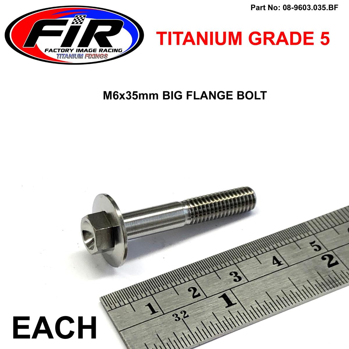 FIR Titanium Gr5 Bolt M6 X 35mm Each, Flange Od: 15.90mm / Hex Size: 8mm, / Panel Bolt Fixing Plastic
