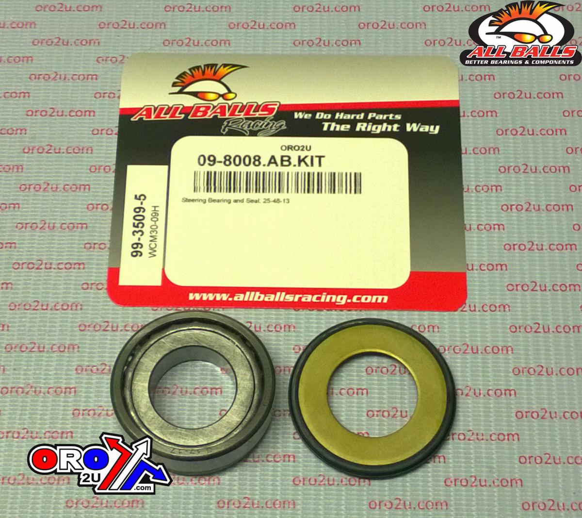 All Balls Racing Bearing Taper & Seal Kit, Allballs 99-3509-5, 25x48x13