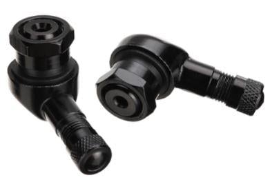 FIR (pack of 2) Tubeless Bolt on Tyre Valve, 10mm X 11.3mm 90° Degree Stem, Black