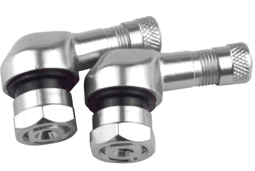 FIR (pack of 2) Tubeless Bolt on Tyre Valve, 10mm X 11.3mm 90° Degree Stem, Silver