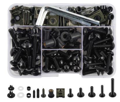 Dirt Racing Fairing Bolt Kit 190pcs. Black Suzuki, SV650 Sv1000 V-strom 650 1000 Bandit 400 600 1200 GSF400 Gsf1200 GS500