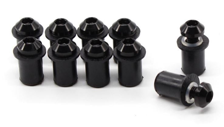 FIR Windshield Bolt Kit Black M5 X 16mm (pack of 10) Includes Washers and Well Nuts