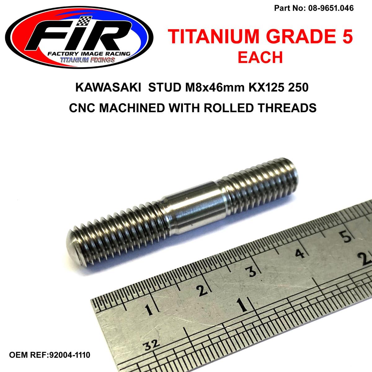 FIR Titanium G5 Stud M8x46mm Each, Kawasaki KX125 250 92004-1110