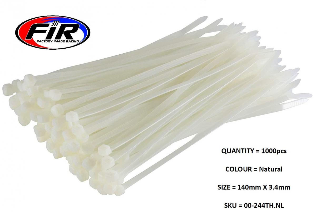 FIR Nylon Cable Zip Ties - Natural, 140mm X 3.4mm - Pack of 1000