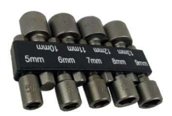 FIR 9pcs Nut Hex Socket Driver Set, 5mm - 13mm / Drill / Screwdriver