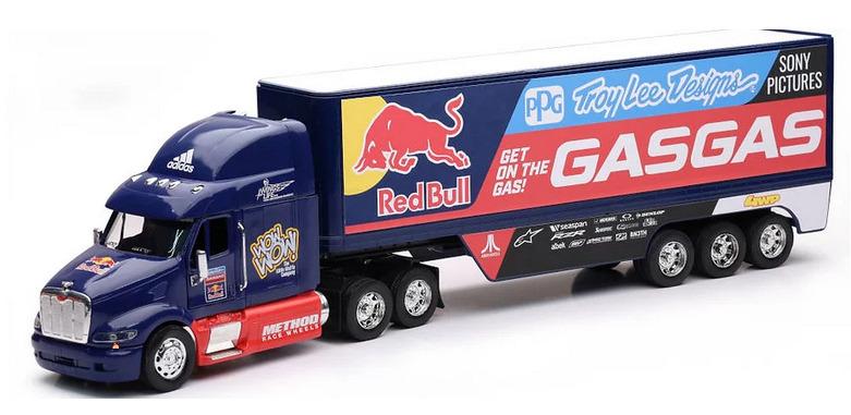NewRay Model Gasgas Red Bull Team Truck, Peterbilt Troy Lee Designs 1:32 Scale, Newray 11053