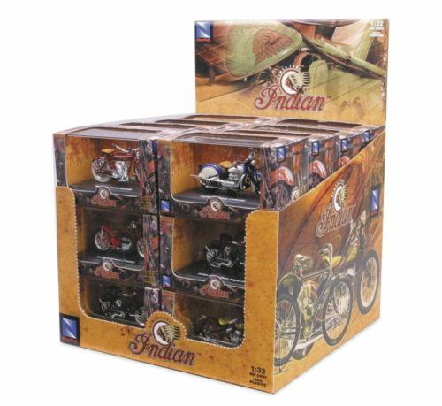 NewRay Model Die Cast Indian Assortment, 12 Bike Styles, 24 Pieces, Scale 1:32, Newray 06067
