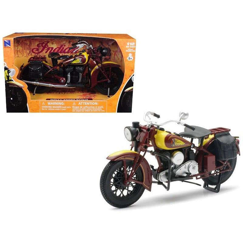 NewRay Model Die Cast Indian Sport Scout, 1934 Chief Motorcycle, Scale 1:12, Newray 42113