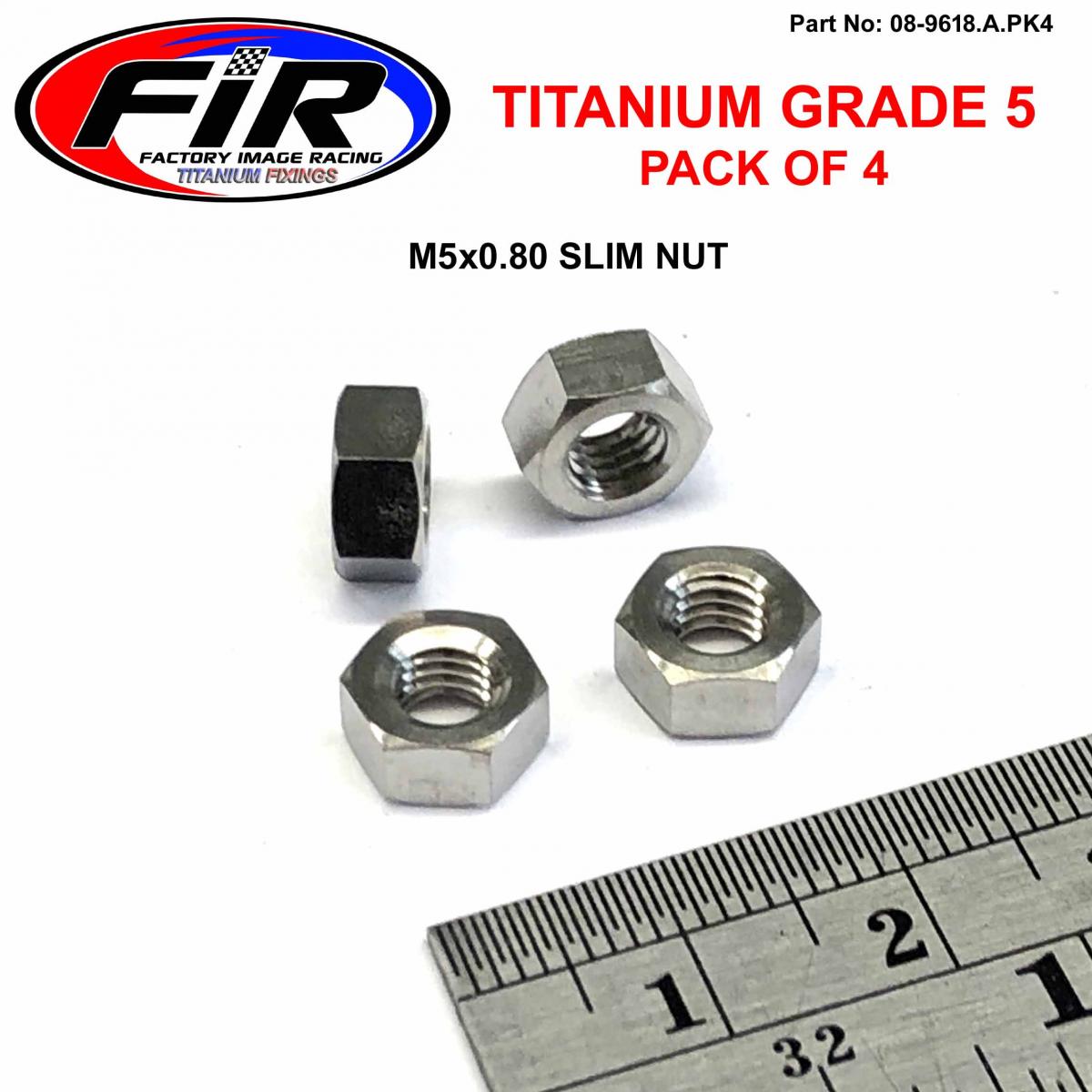 FIR Titanium M5x0.80 Slim Nut Pk4, Packof 4 / Brake & Clutch Lever Nut, Kawasaki Oem Ref: 311aa0500