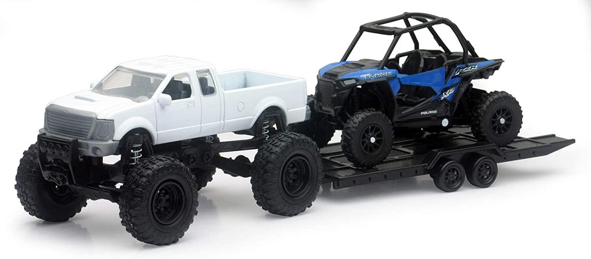 NewRay Model Die Cast Offroad Pick Up, with Polaris RZR Xp1000 Eps, Scale 1:32, Newray 50066