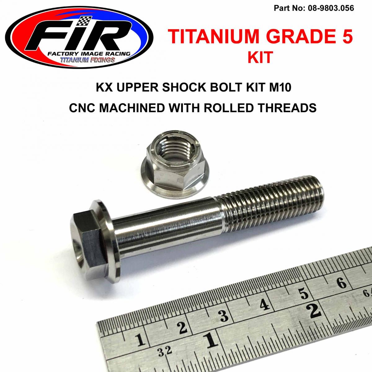 FIR Gr5 KX Upper Shock Bolt Kit M10, 56mm / KX125 KXF250 92153-0828 / 921530828 / 92210-1080