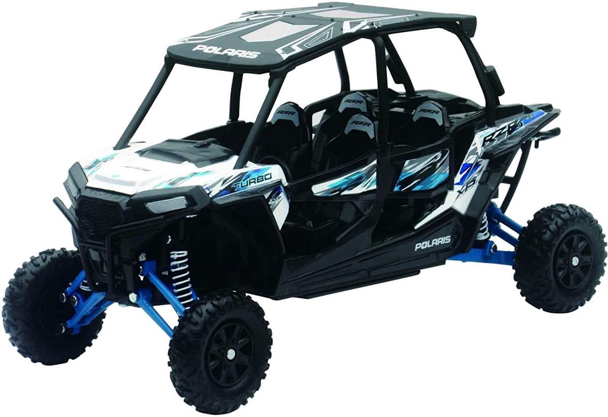 NewRay Model Die Cast Polaris RZR Xp4 Turbo, Eps, Blue, White & Black, Scale 1:18, Newray 57843b
