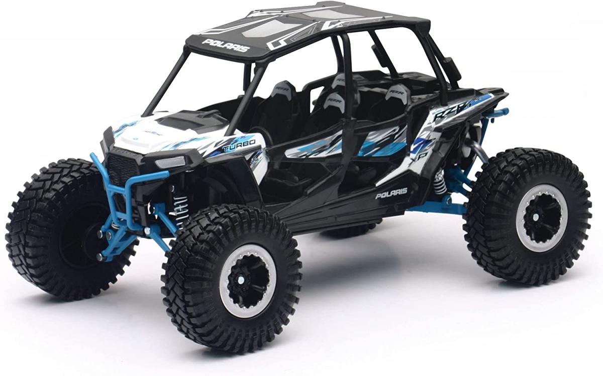 NewRay Model Die Cast Polaris RZR XP 4 Turbo, 2017, White Lightning, Scale 1:18, Newray 57976a