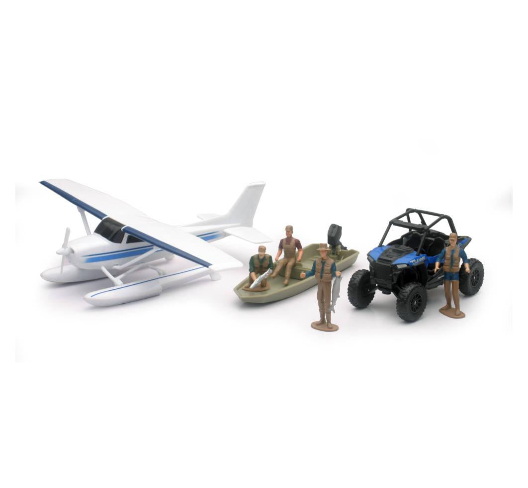 NewRay Model Die Cast Adventure & Polaris RZR, & Float Plane Set, Scale 1:32, Newray Ss-05716