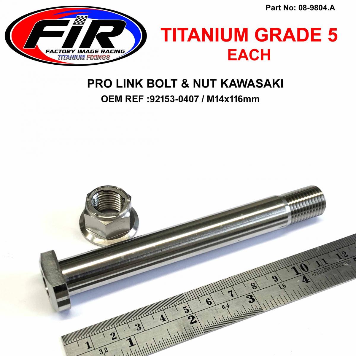FIR Gr5 Bolt M14x116mm Kawasaki, 92153-0407 & 92015-1401 Each, Titanium Factroy Image Racing