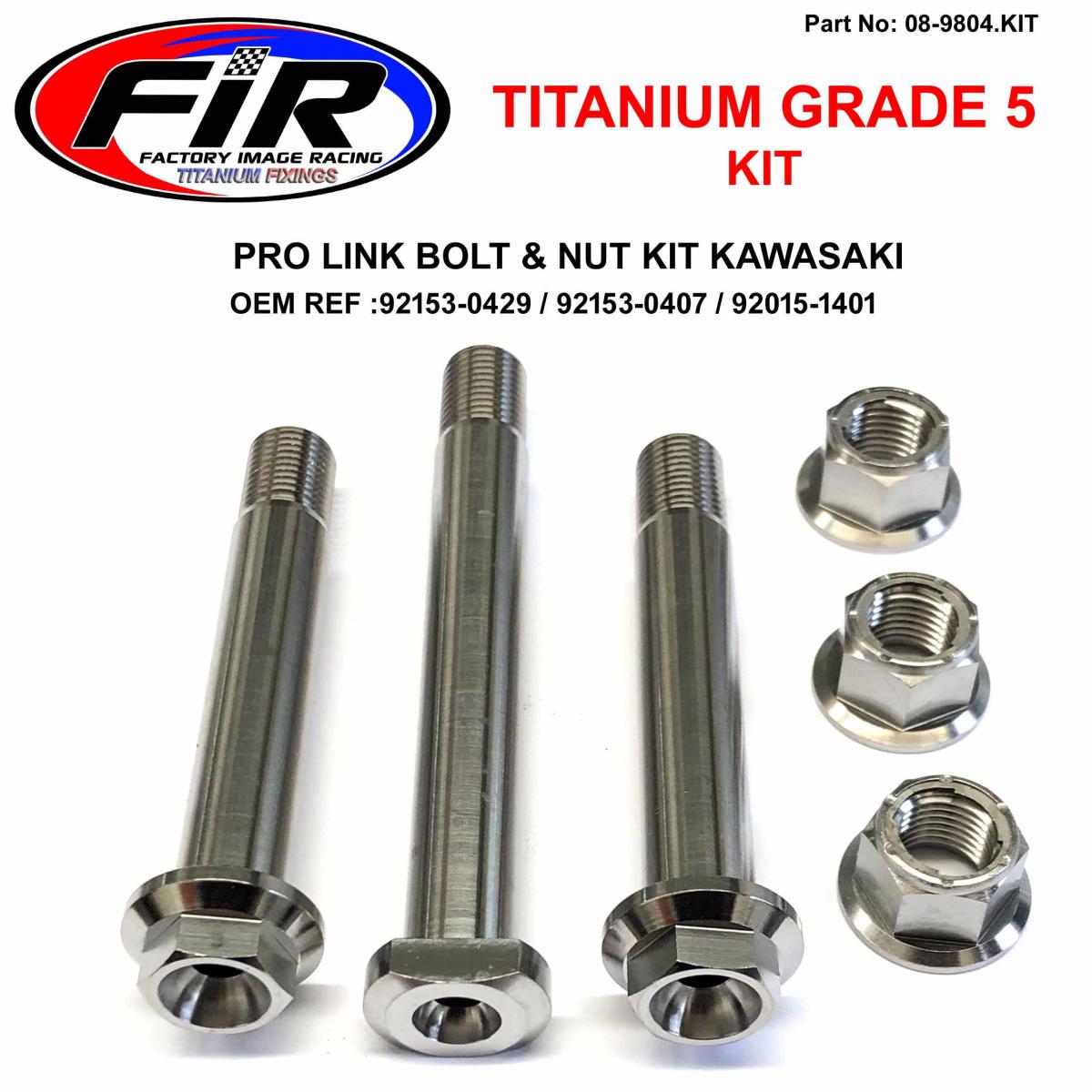 FIR Gr5 Link Bolt KX125 250 06>2008, 92153-0429 / 92153-0407 / 92015-1401, Titanium Factroy Image Racing