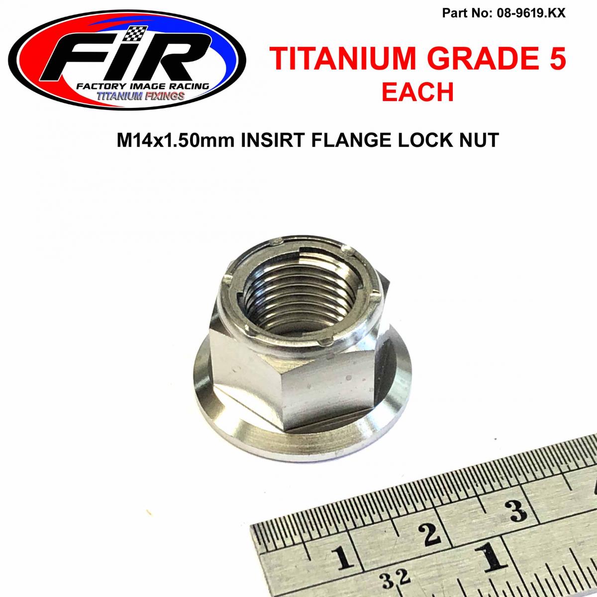FIR Titanium Gr5 M14x1.50mm Nut, Insirt Lock Flange Nut / Each