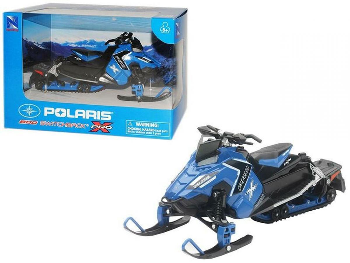 NewRay Model Die Cast Polaris 800 Switchback, Pro-x Snowmobile, Blue & Black, Scale 1:16, Newray 57783b