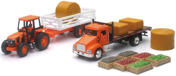 NewRay Model Die Cast Kubota M5-111 Farm, & Tractor Set, Orange, Scale 1:32, Newray Ss-15815a