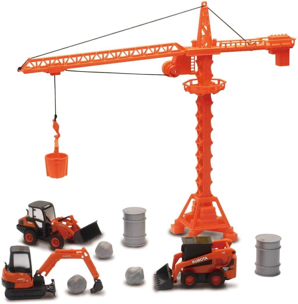 NewRay Model Die Cast Kubota Construction, Vehicles with Crane Set, Scale 1:64, Newray Ss-33563