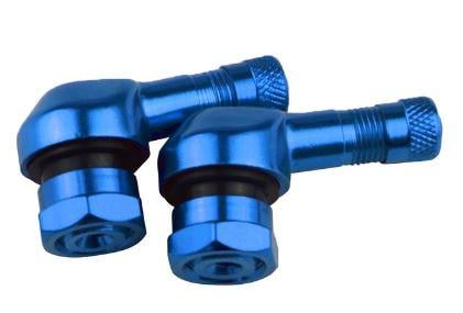 FIR (pack of 2) Tubeless Bolt on Tyre Valve, 10mm X 11.3mm 90° Degree Stem, Blue