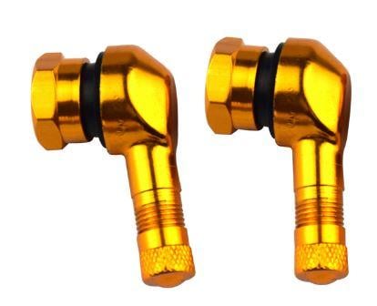 FIR (pack of 2) Tubeless Bolt on Tyre Valve, 10mm X 11.3mm 90° Degree Stem, Gold