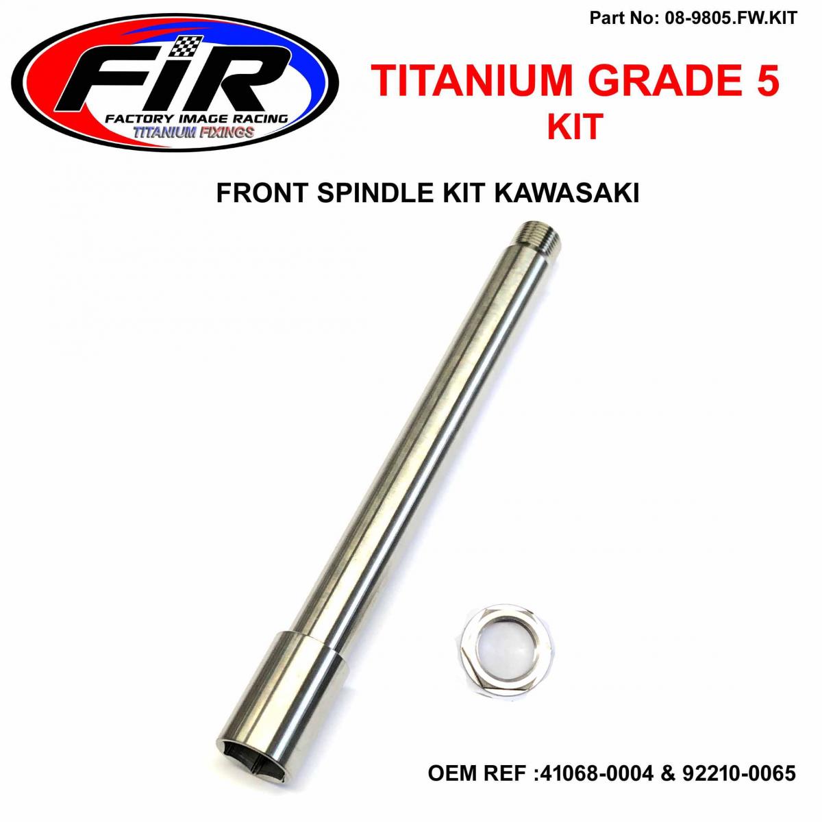 FIR Gr5 Front Spindle Kit KX KXF, 41068-0004 & 92210-0065, Titanium Factroy Image Racing