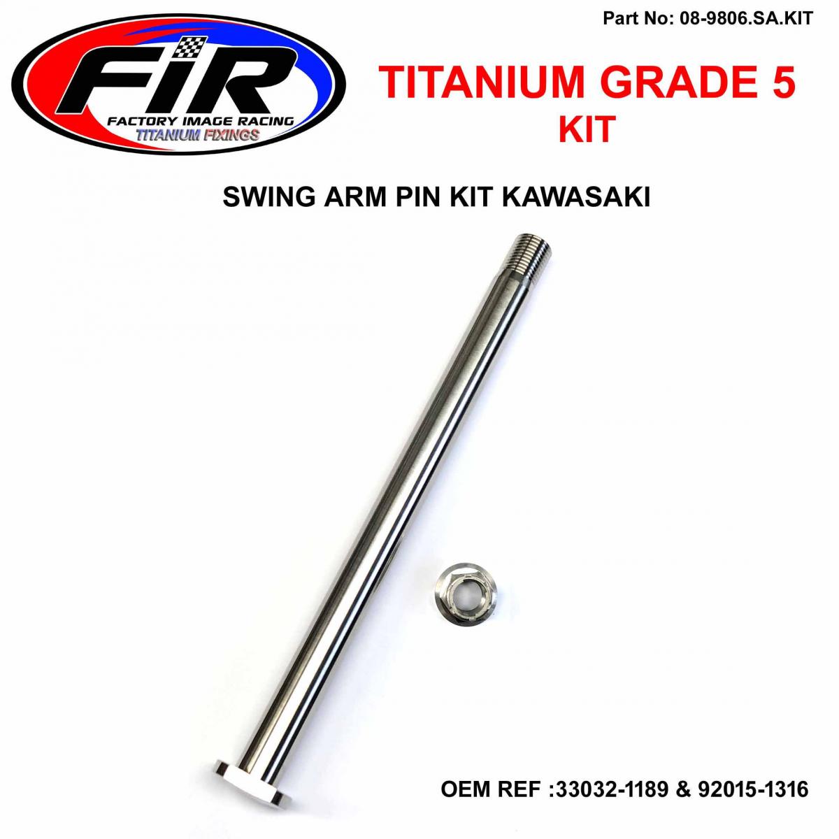 FIR Gr5 Swing Arm Kit KX KXF, 33032-1189 & 92015-1316, Titanium Factroy Image Racing