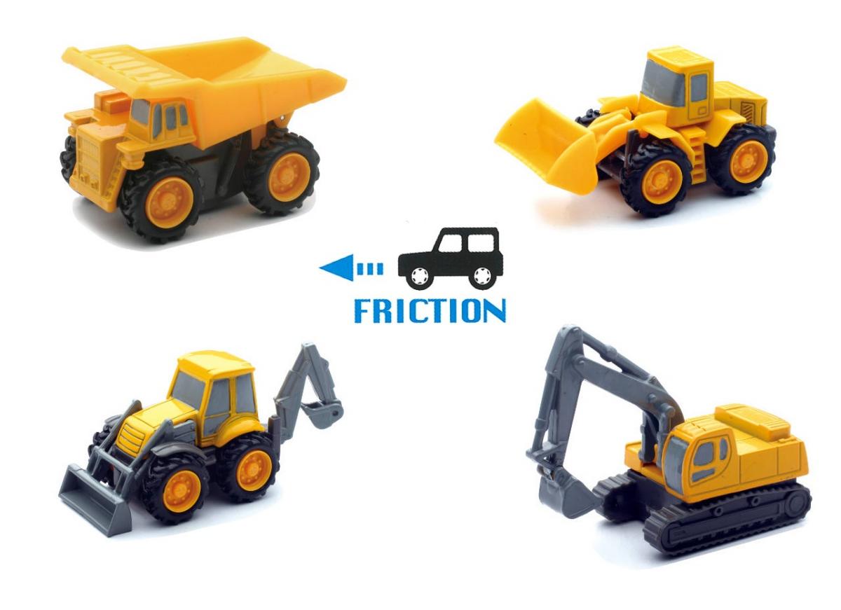 NewRay Model Die Cast Mini Construction Vehicles, Pull-back, 4 Styles, 12 Pieces, Scale 1:32, Newray 01627a 01624a 01624b 01624c 01624d