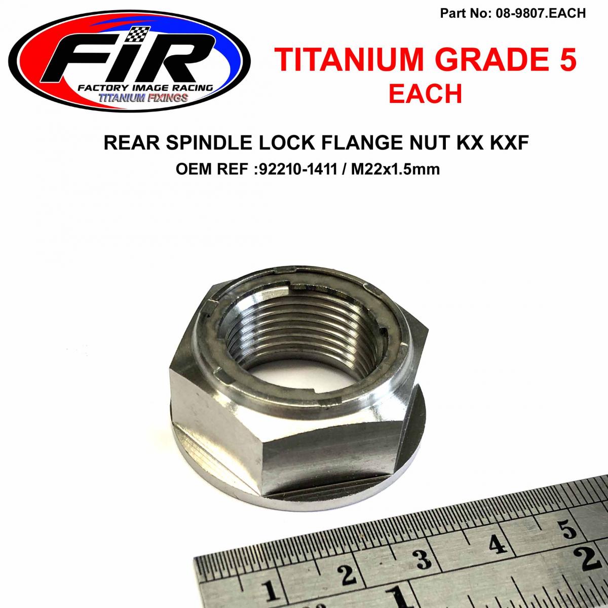FIR Gr5 Rear Spindle Nut KX KXF, 92210-1411 M22x1.5mm, Titanium