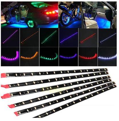 Dirt Racing 6pcs Dc 12v Waterproof Underbody Blue Decorative Led Light Strip