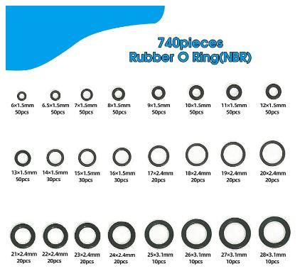 Dirt Racing Box Mixed O-ring Nitrile Kit 740pcs 6.5-28mm MX ATV UTV Road Bikes